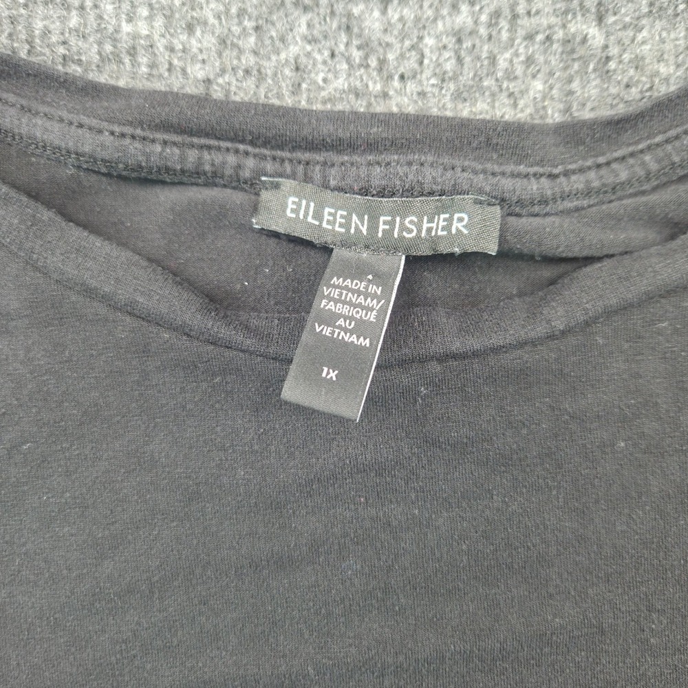 Eileen Fisher T-Shirt Womens 1X Black Tencel Blend Short Sleeve Crew Neck Top